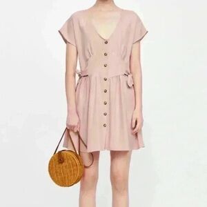 Zara Denim Dress Button Down Dusty Pink Side Tie
Min Dress Flirty